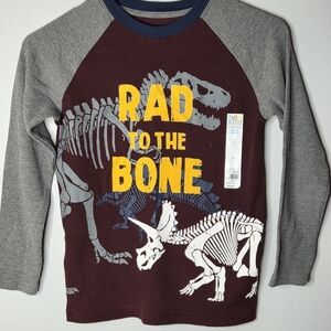 Garanimals Burgundy and Gray Dinosaur Long Sleeve Tee